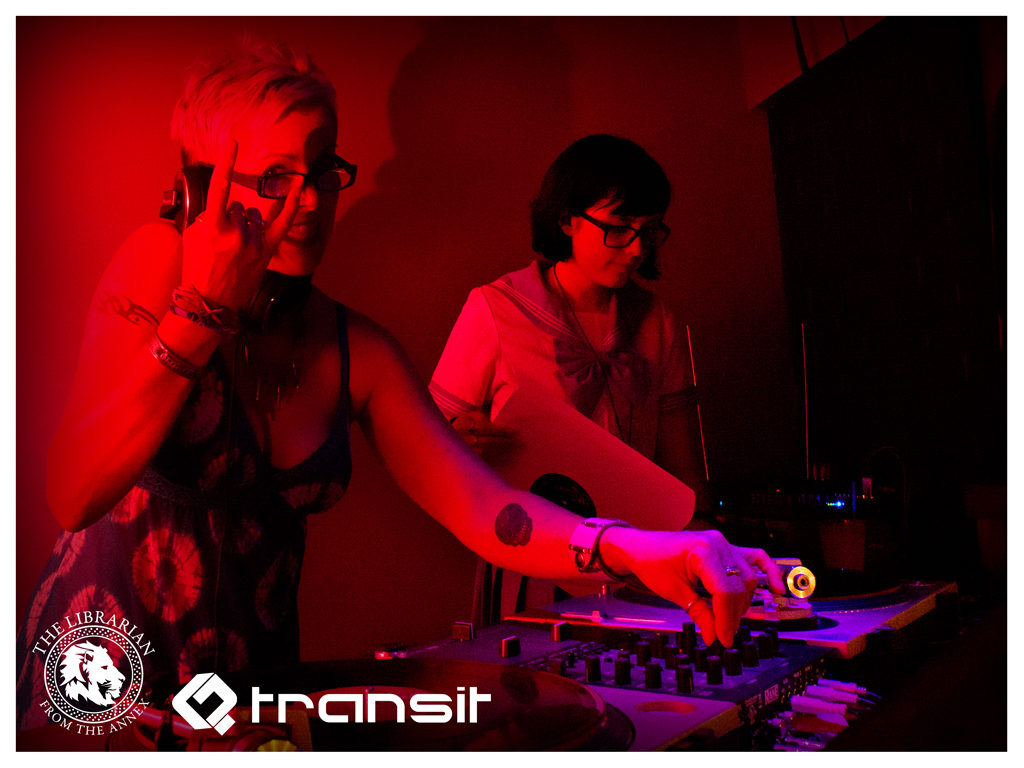 General Motorz just stepping off the decks as Moody Moore brings in her first track at Transit. Photo Credit: Ocean Eiler
